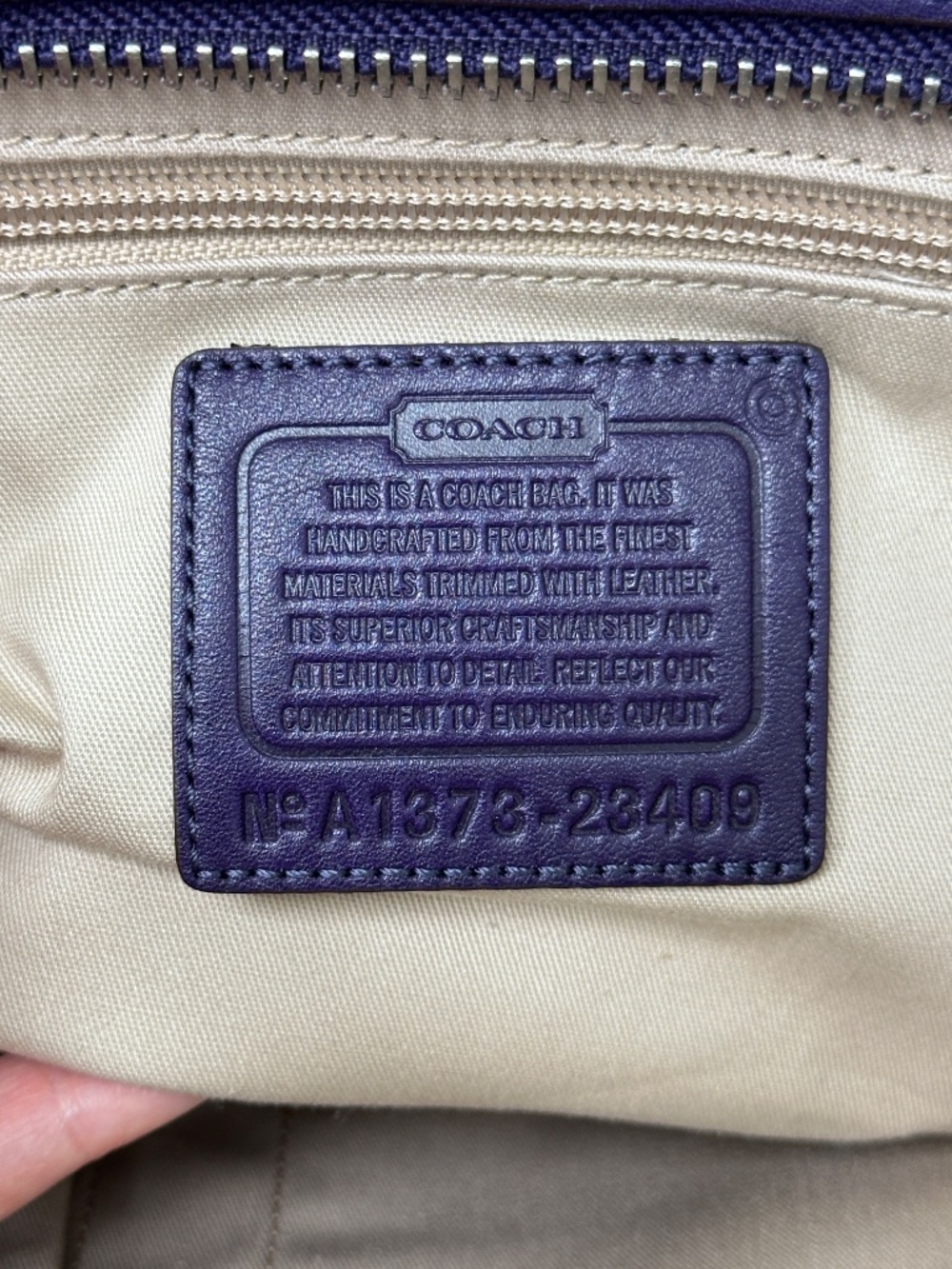 Vintage Coach Legacy Purple Leather and Zebra Printed Canvas Candace Carryall - Picture 15 of 16